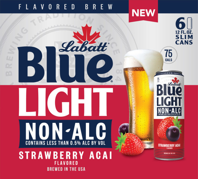 Labatt Blue Light Non-Alc Strawberry Acai nonalc no abv