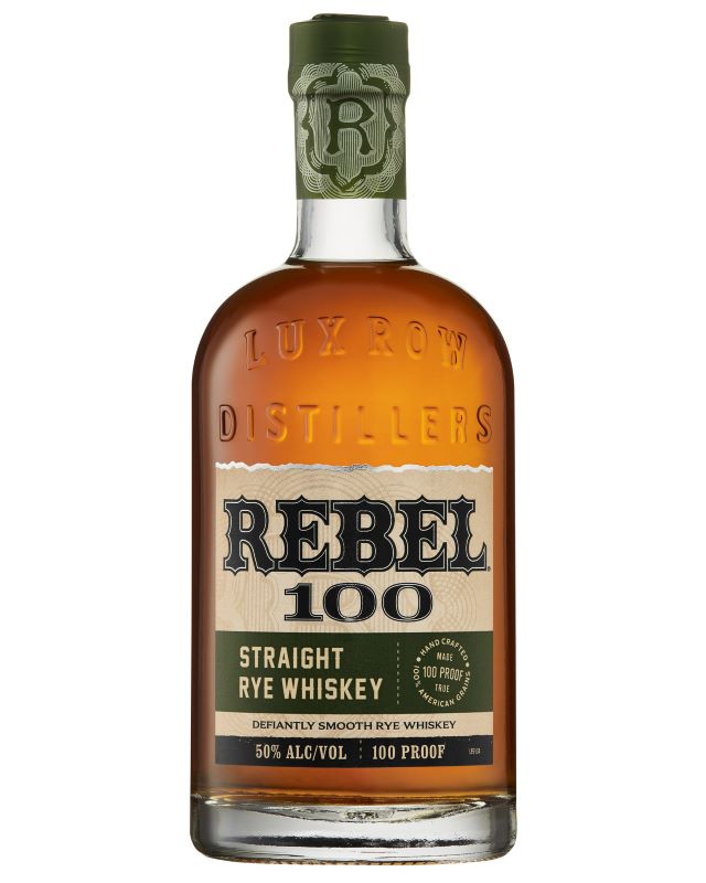 Rebel 100 Straight Rye Whiskey lux row