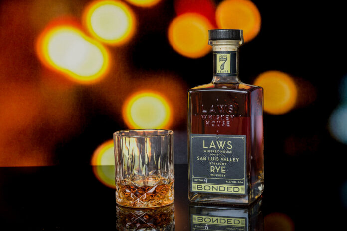 Laws Whiskey Bottled in Bond San Luis Valley Rye whiskey