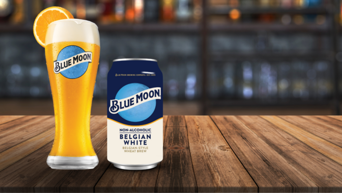 Blue Moon Non-Alcoholic Belgian White beer nonalc no abv